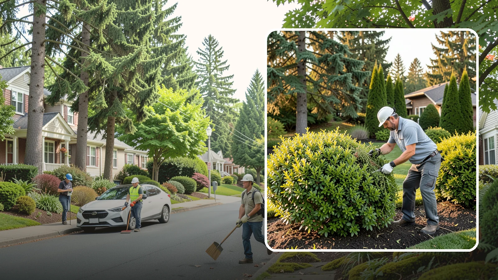 Shrub Rejuvenation Pruning in Beaux Arts Village, King County, WA - Hard rejuvenation pruning that brings overgrown, leggy shrubs back to dense, healthy growth.
