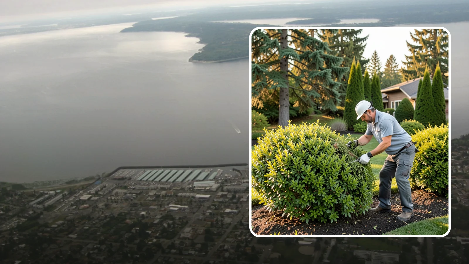 Shrub Rejuvenation Pruning in Des Moines, King County, WA - Hard rejuvenation pruning that brings overgrown, leggy shrubs back to dense, healthy growth.