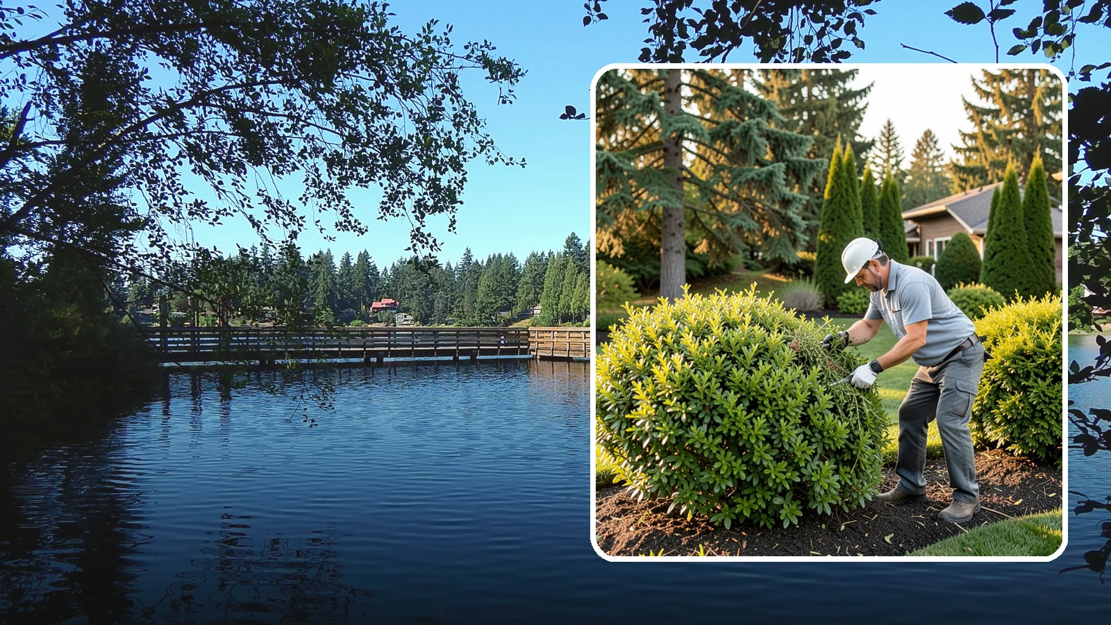 Shrub Rejuvenation Pruning in Federal Way, King County, WA - Hard rejuvenation pruning that brings overgrown, leggy shrubs back to dense, healthy growth.