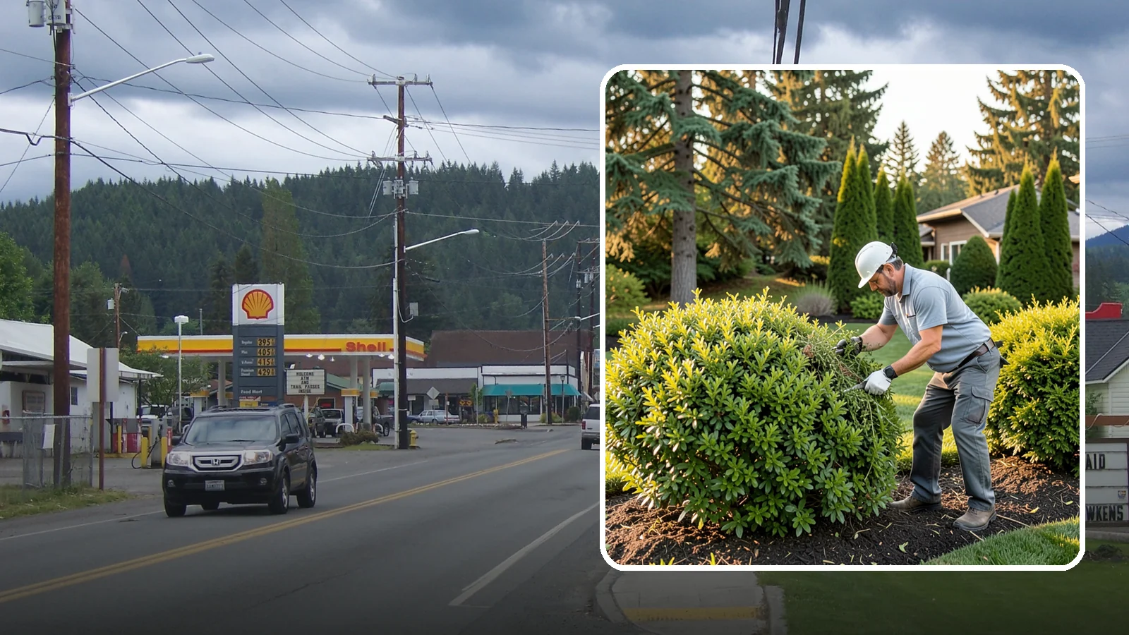 Shrub Rejuvenation Pruning in Granite Falls, Snohomish County, WA - Hard rejuvenation pruning that brings overgrown, leggy shrubs back to dense, healthy growth.