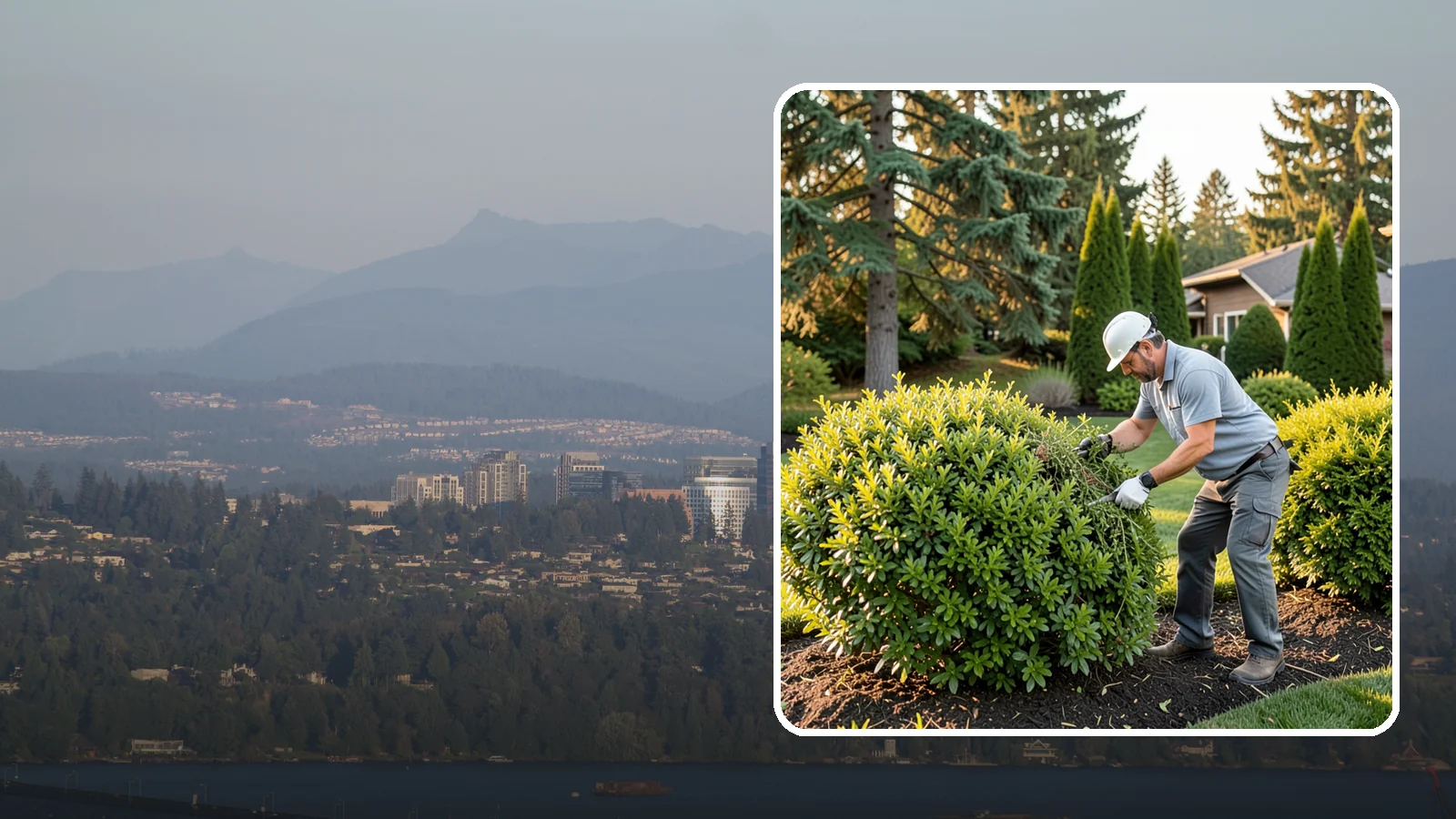 Shrub Rejuvenation Pruning in Medina, King County, WA - Hard rejuvenation pruning that brings overgrown, leggy shrubs back to dense, healthy growth.