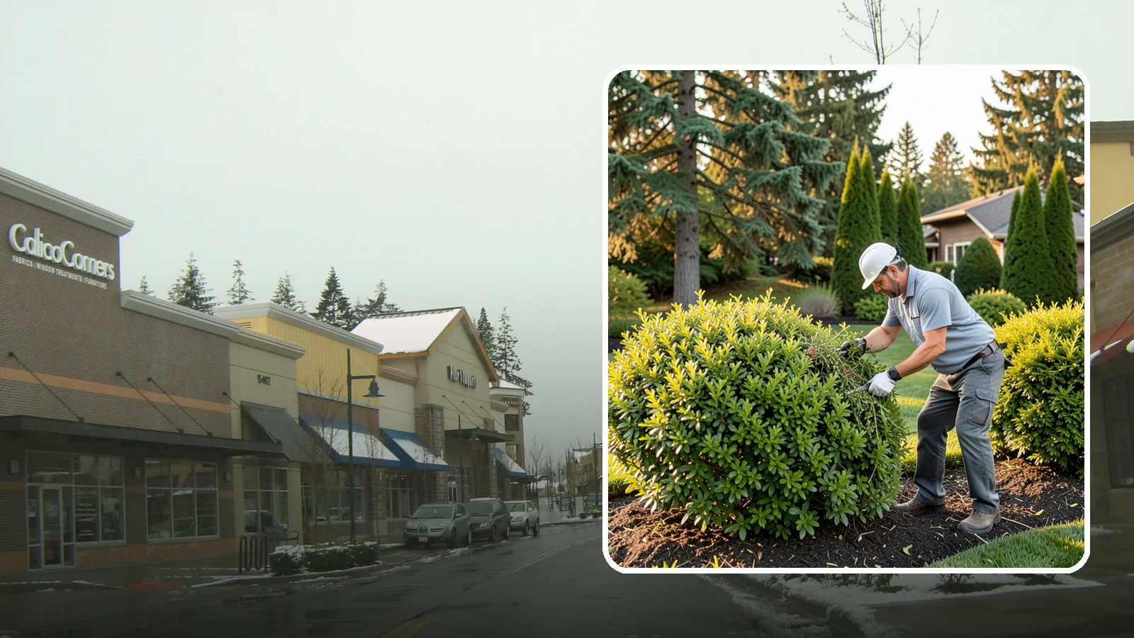 Shrub Rejuvenation Pruning in Mill Creek, Snohomish County, WA - Hard rejuvenation pruning that brings overgrown, leggy shrubs back to dense, healthy growth.
