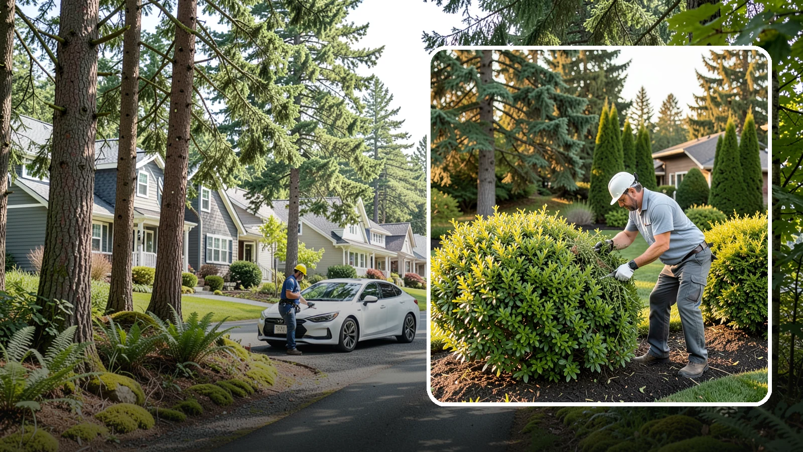 Shrub Rejuvenation Pruning in Normandy Park, King County, WA - Hard rejuvenation pruning that brings overgrown, leggy shrubs back to dense, healthy growth.