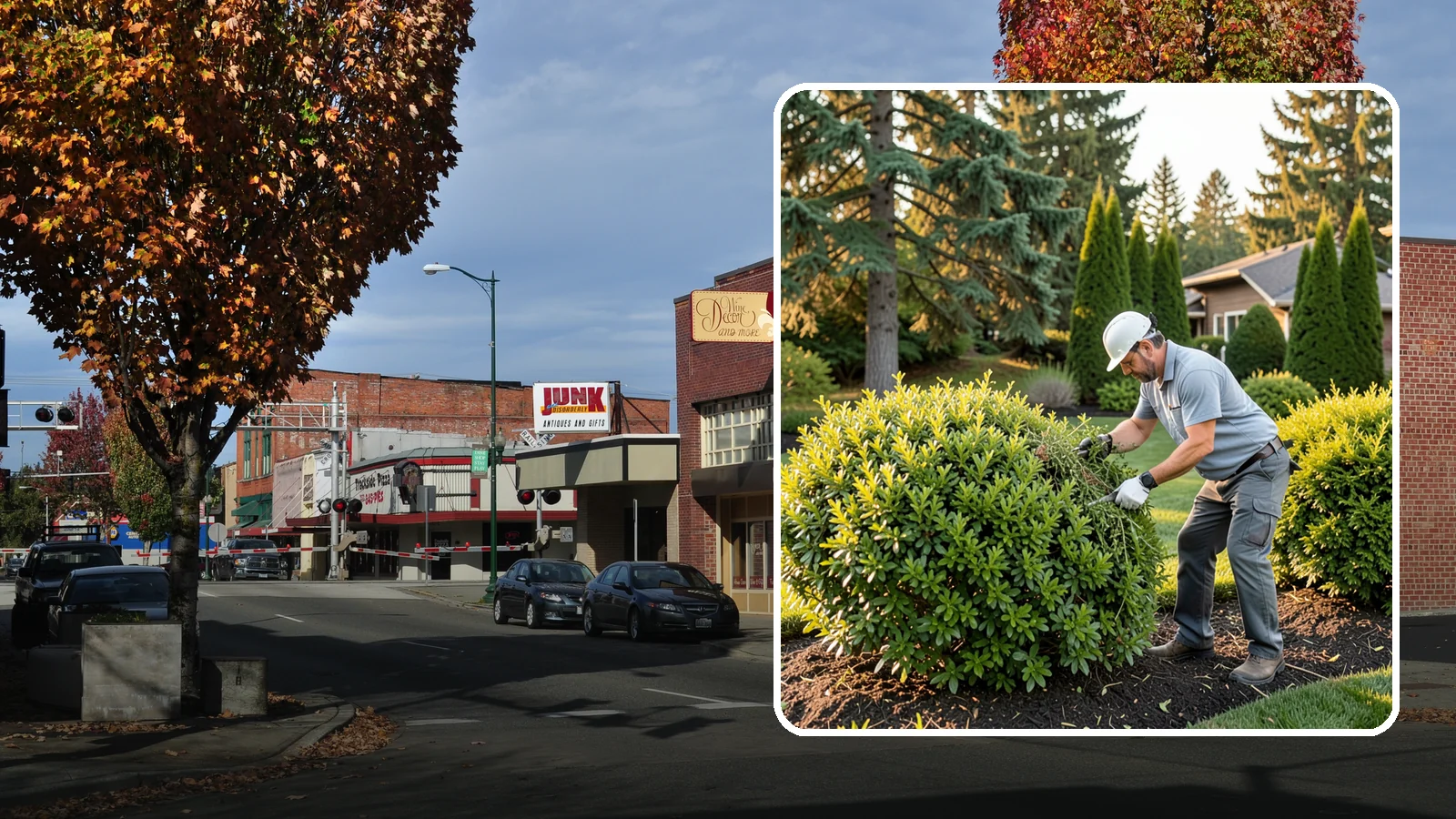 Shrub Rejuvenation Pruning in Puyallup, Pierce County, WA - Hard rejuvenation pruning that brings overgrown, leggy shrubs back to dense, healthy growth.