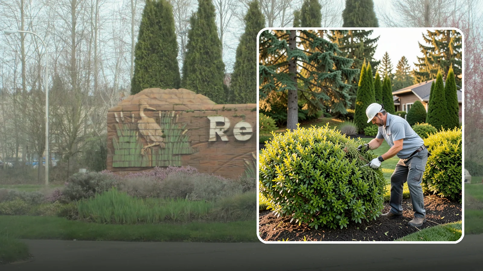 Shrub Rejuvenation Pruning in Renton, King County, WA - Hard rejuvenation pruning that brings overgrown, leggy shrubs back to dense, healthy growth.