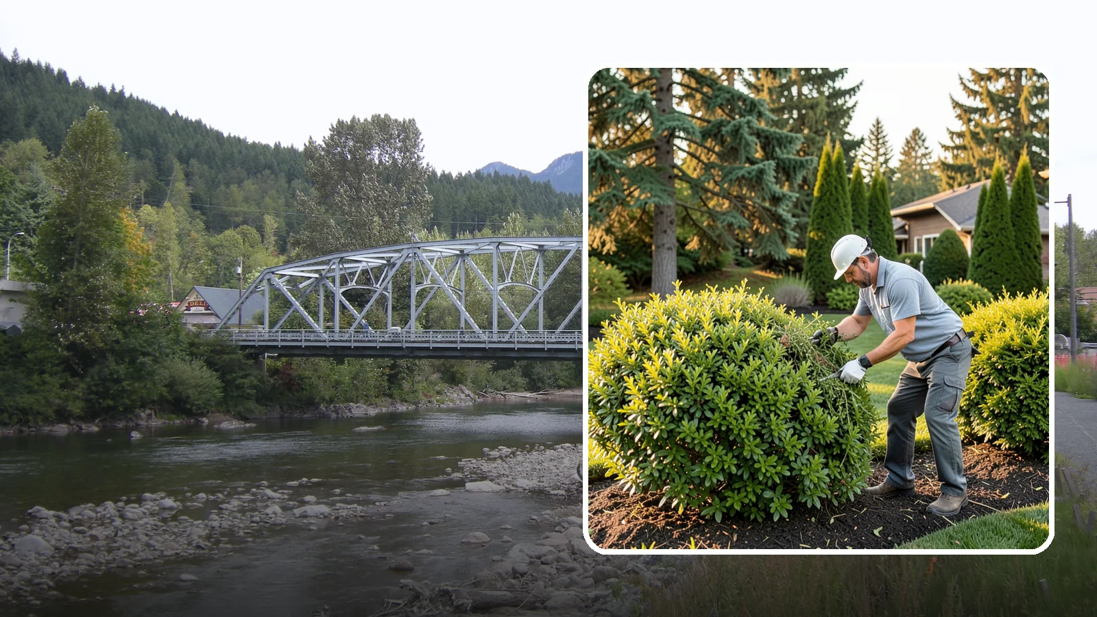 Shrub Rejuvenation Pruning in Skykomish, King County, WA - Hard rejuvenation pruning that brings overgrown, leggy shrubs back to dense, healthy growth.
