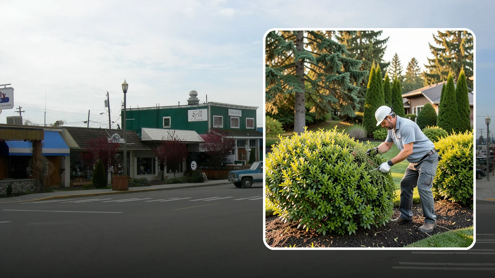 Shrub Rejuvenation Pruning in Stanwood, Snohomish County, WA - Hard rejuvenation pruning that brings overgrown, leggy shrubs back to dense, healthy growth.