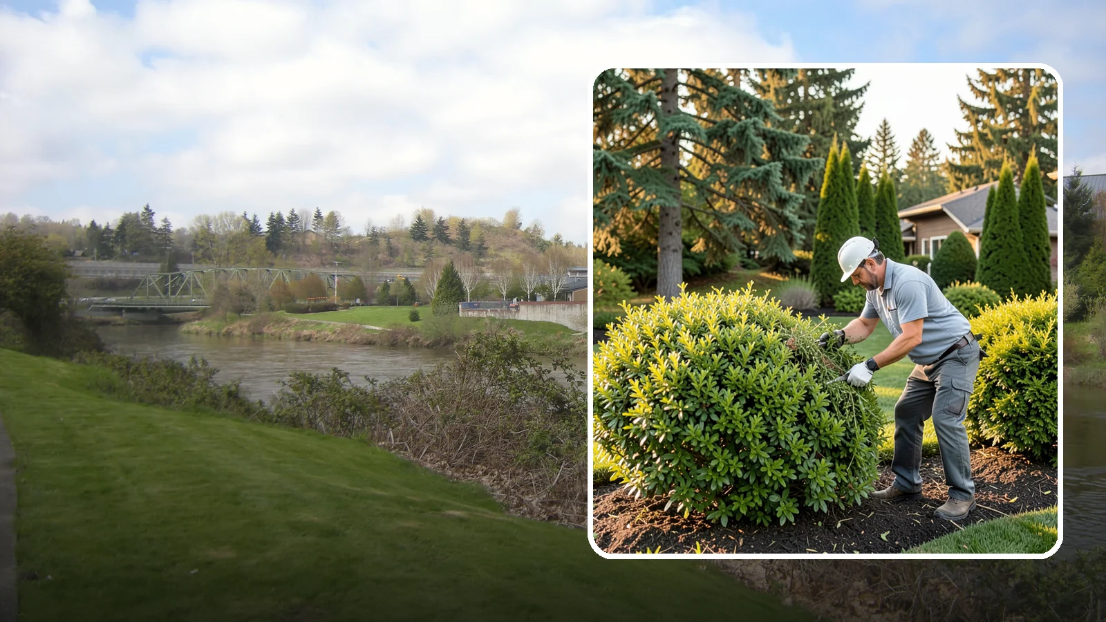 Shrub Rejuvenation Pruning in Tukwila, King County, WA - Hard rejuvenation pruning that brings overgrown, leggy shrubs back to dense, healthy growth.