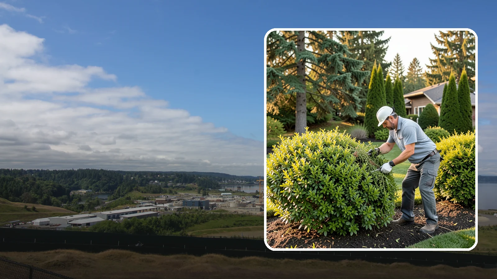 Shrub Rejuvenation Pruning in University Place, Pierce County, WA - Hard rejuvenation pruning that brings overgrown, leggy shrubs back to dense, healthy growth.