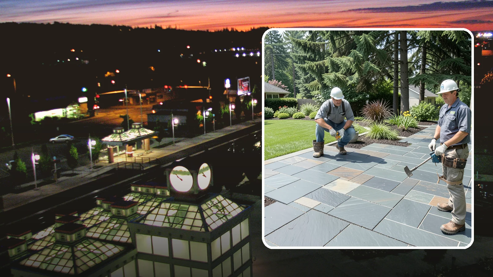 Slate Paver Installation in Auburn, King County, WA - Fine-grained slate pavers in deep charcoal and multicolor tones, offering a sleek, textured surface for refined Northwest patios.