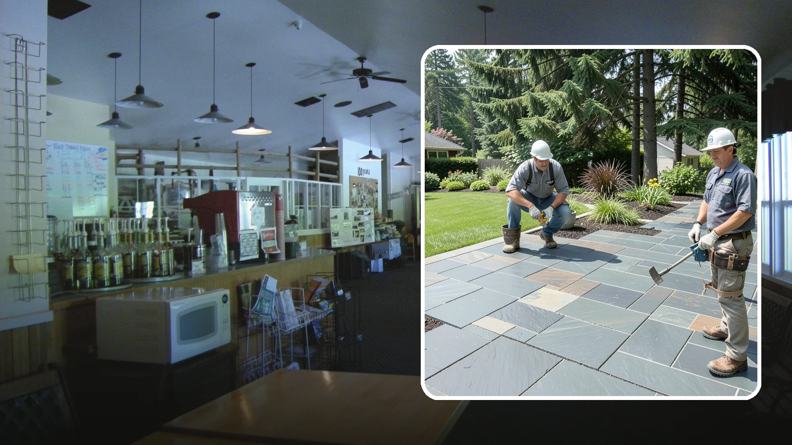 Slate Paver Installation in Black Diamond, King County, WA - Fine-grained slate pavers in deep charcoal and multicolor tones, offering a sleek, textured surface for refined Northwest patios.