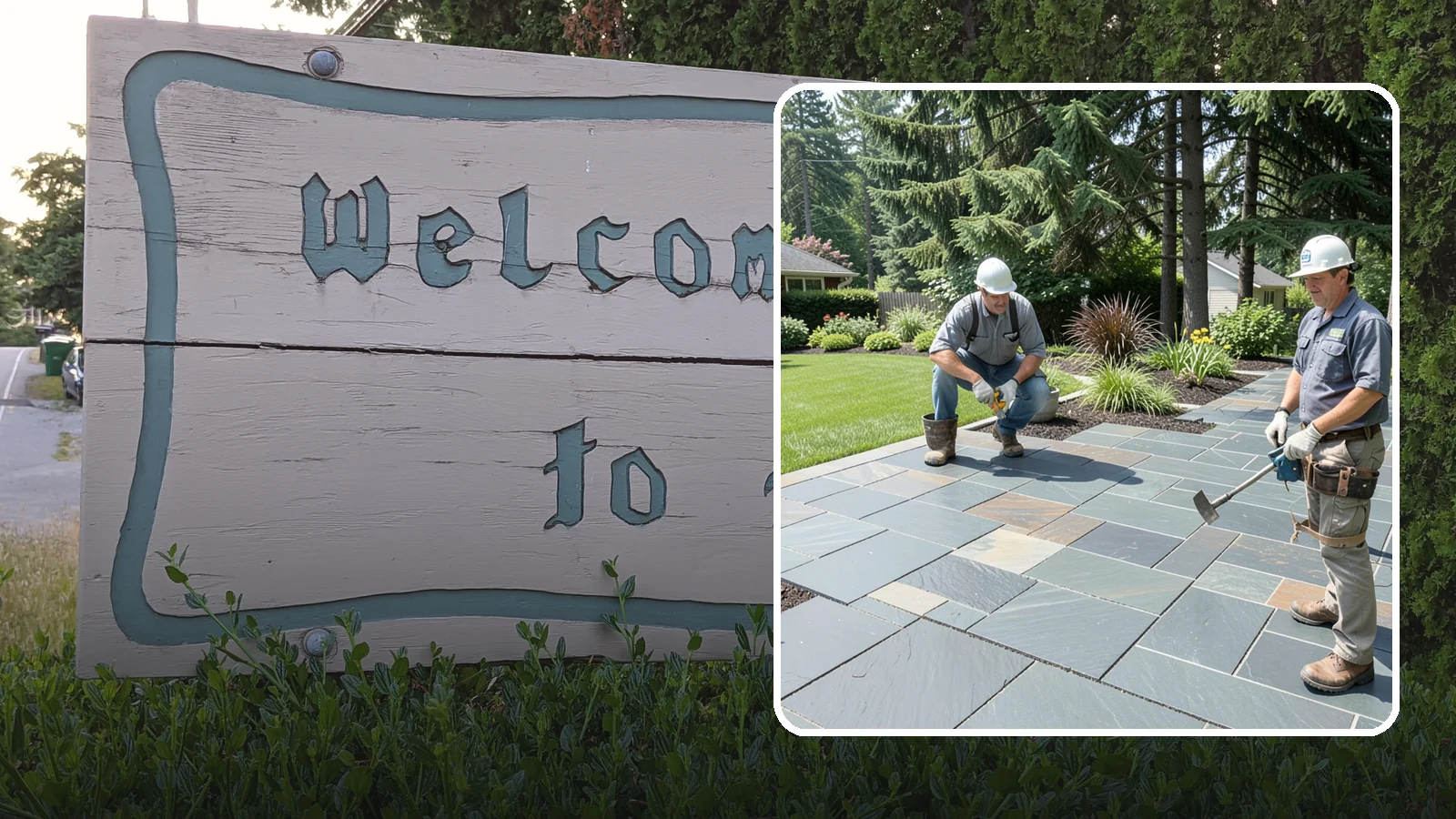 Slate Paver Installation in Brier, Snohomish County, WA - Fine-grained slate pavers in deep charcoal and multicolor tones, offering a sleek, textured surface for refined Northwest patios.