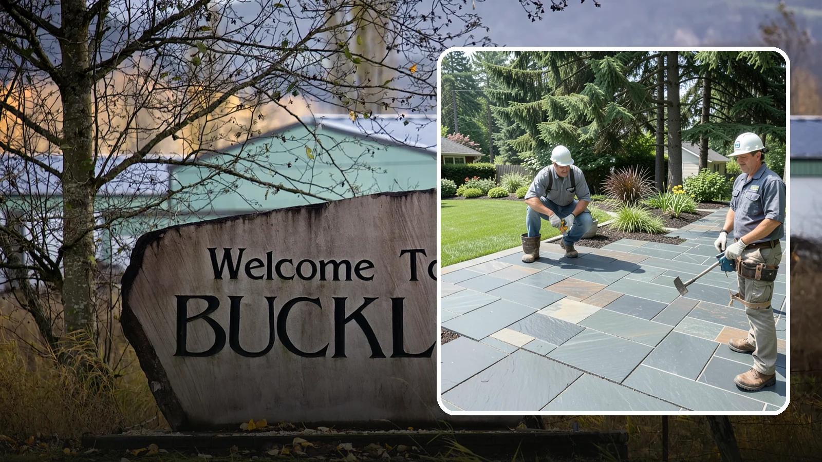 Slate Paver Installation in Buckley, Pierce County, WA - Fine-grained slate pavers in deep charcoal and multicolor tones, offering a sleek, textured surface for refined Northwest patios.