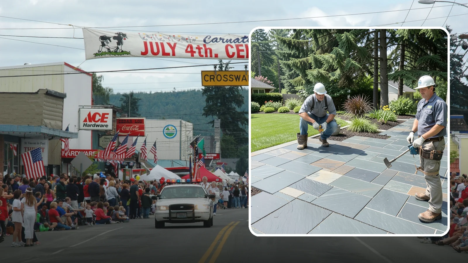 Slate Paver Installation in Carnation, King County, WA - Fine-grained slate pavers in deep charcoal and multicolor tones, offering a sleek, textured surface for refined Northwest patios.