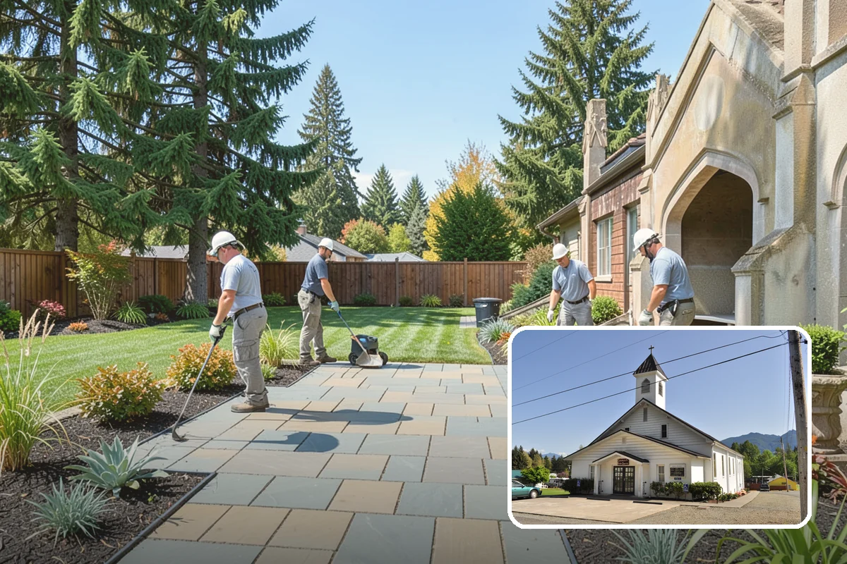 Slate Paver Installation in Concrete, Skagit County, WA - Rich charcoal and multicolor tones with natural texture