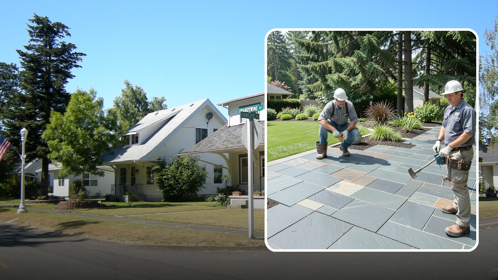 Slate Paver Installation in DuPont, Pierce County, WA - Fine-grained slate pavers in deep charcoal and multicolor tones, offering a sleek, textured surface for refined Northwest patios.