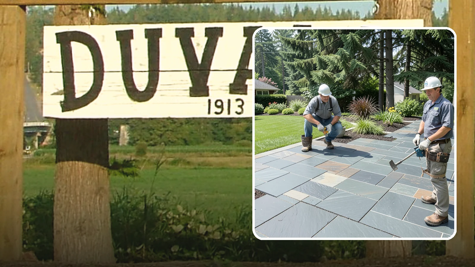Slate Paver Installation in Duvall, King County, WA - Fine-grained slate pavers in deep charcoal and multicolor tones, offering a sleek, textured surface for refined Northwest patios.