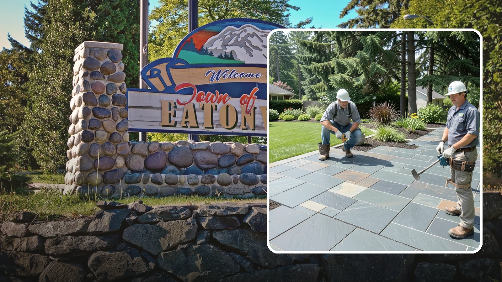 Slate Paver Installation in Eatonville, Pierce County, WA - Fine-grained slate pavers in deep charcoal and multicolor tones, offering a sleek, textured surface for refined Northwest patios.