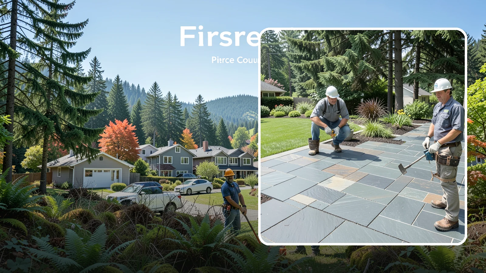 Slate Paver Installation in Fircrest, Pierce County, WA - Fine-grained slate pavers in deep charcoal and multicolor tones, offering a sleek, textured surface for refined Northwest patios.