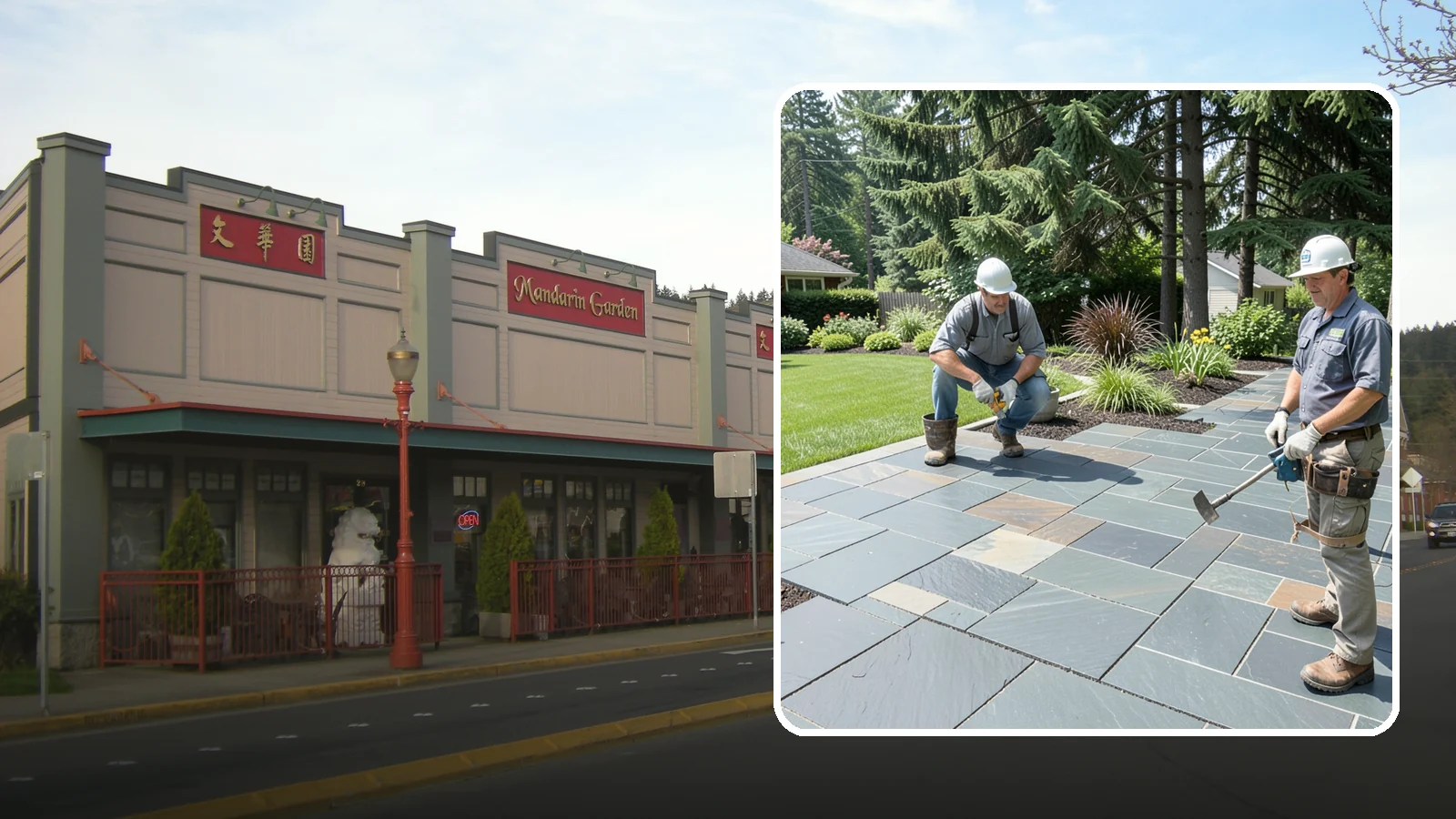 Slate Paver Installation in Issaquah, King County, WA - Fine-grained slate pavers in deep charcoal and multicolor tones, offering a sleek, textured surface for refined Northwest patios.
