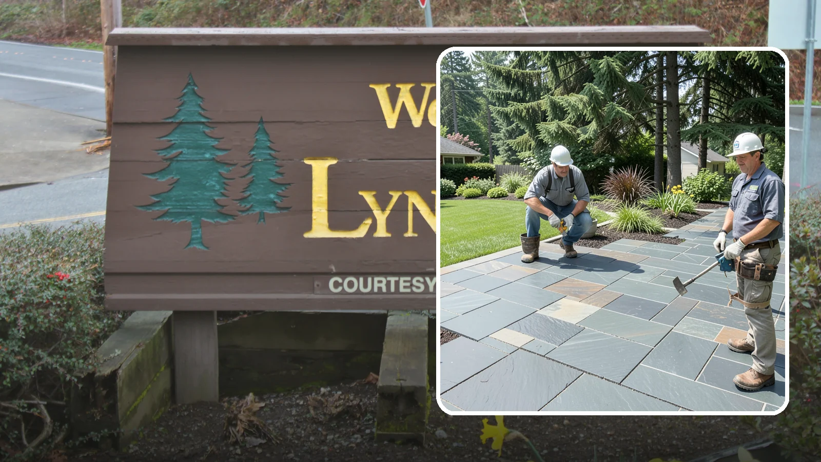 Slate Paver Installation in Lynnwood, Snohomish County, WA - Fine-grained slate pavers in deep charcoal and multicolor tones, offering a sleek, textured surface for refined Northwest patios.
