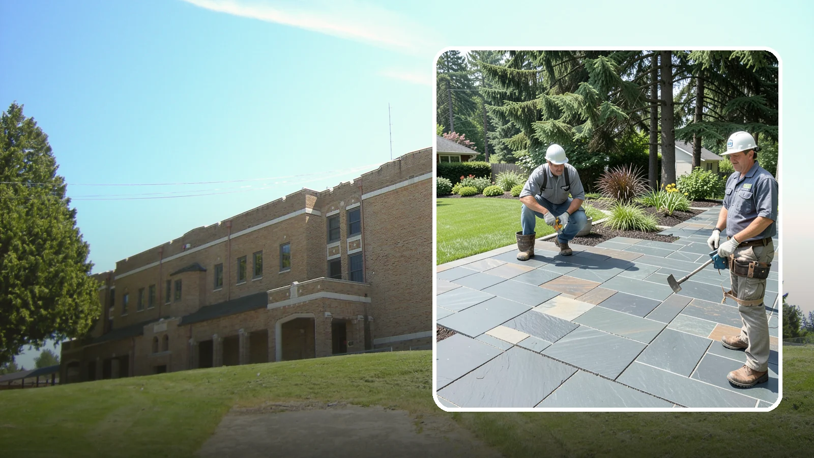 Slate Paver Installation in Maple Valley, King County, WA - Fine-grained slate pavers in deep charcoal and multicolor tones, offering a sleek, textured surface for refined Northwest patios.