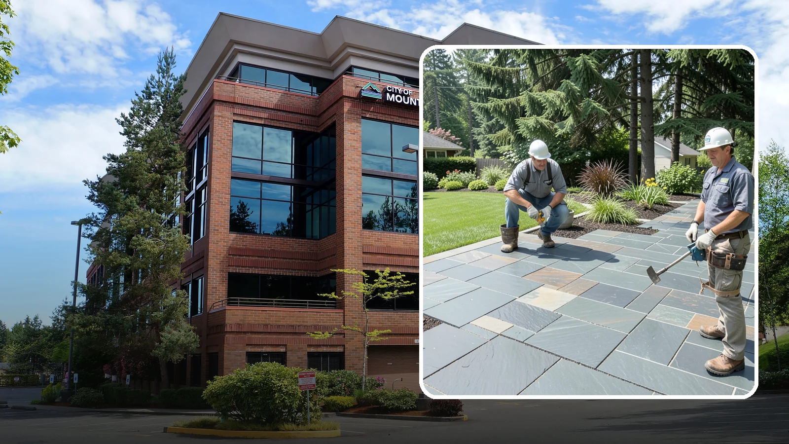 Slate Paver Installation in Mountlake Terrace, Snohomish County, WA - Fine-grained slate pavers in deep charcoal and multicolor tones, offering a sleek, textured surface for refined Northwest patios.