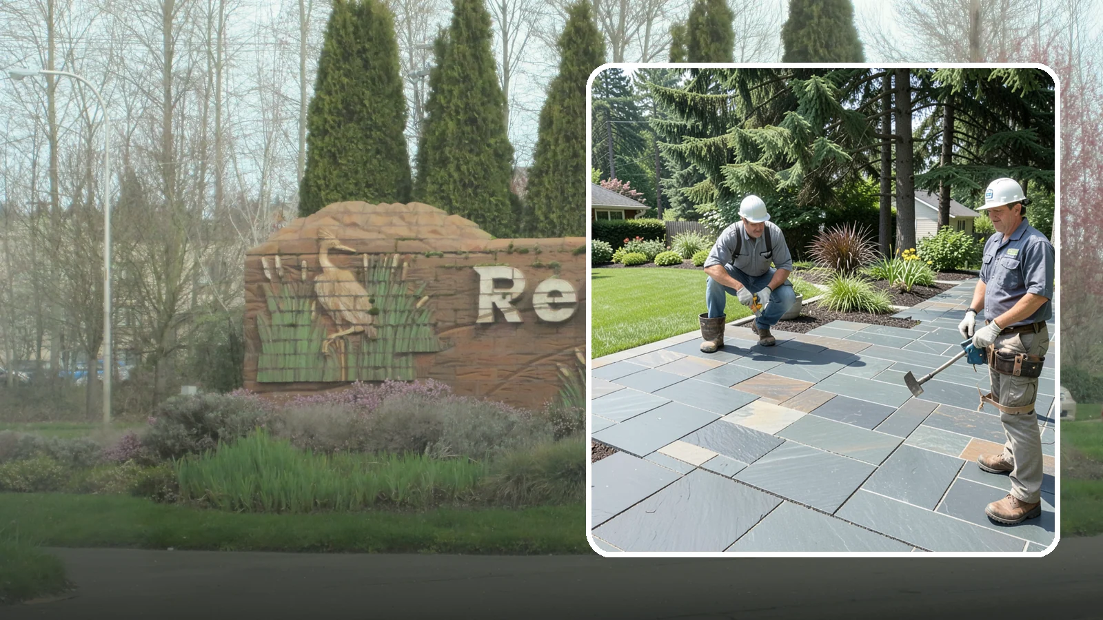 Slate Paver Installation in Renton, King County, WA - Fine-grained slate pavers in deep charcoal and multicolor tones, offering a sleek, textured surface for refined Northwest patios.