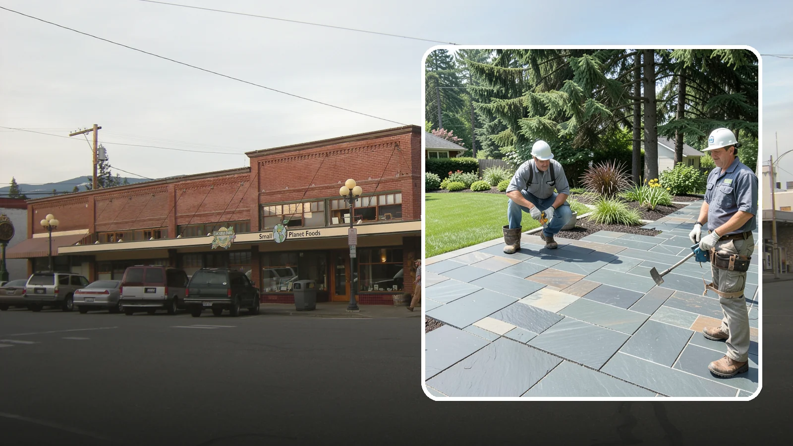 Slate Paver Installation in Sedro-Woolley, Skagit County, WA - Fine-grained slate pavers in deep charcoal and multicolor tones, offering a sleek, textured surface for refined Northwest patios.