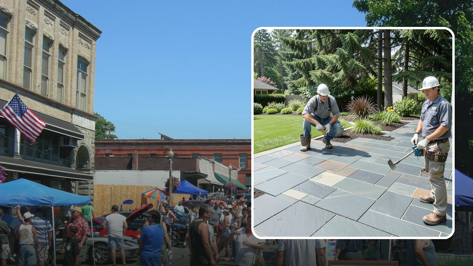 Slate Paver Installation in Snohomish, Snohomish County, WA - Fine-grained slate pavers in deep charcoal and multicolor tones, offering a sleek, textured surface for refined Northwest patios.