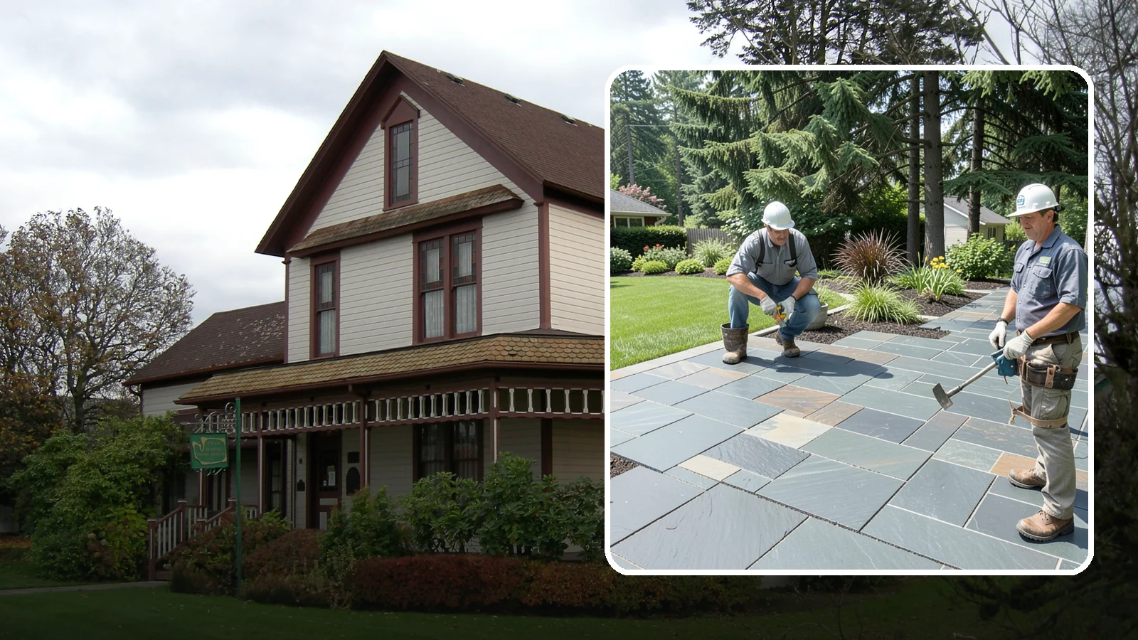 Slate Paver Installation in Sumner, Pierce County, WA - Fine-grained slate pavers in deep charcoal and multicolor tones, offering a sleek, textured surface for refined Northwest patios.