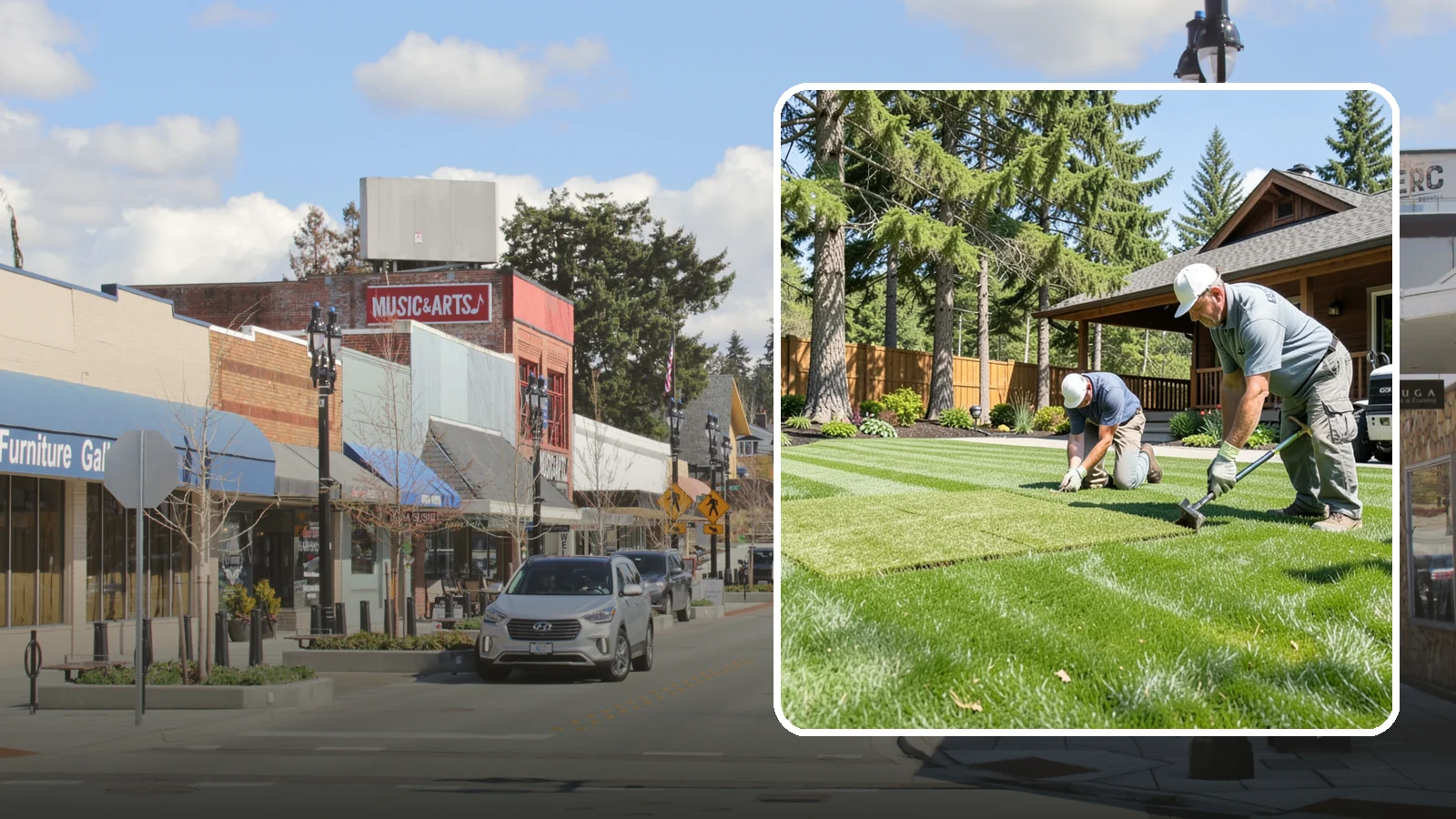 Sod Repair in Bothell, King County, WA - Cut-in sod patches that replace damaged sections of lawn for an instant, seamless fix.