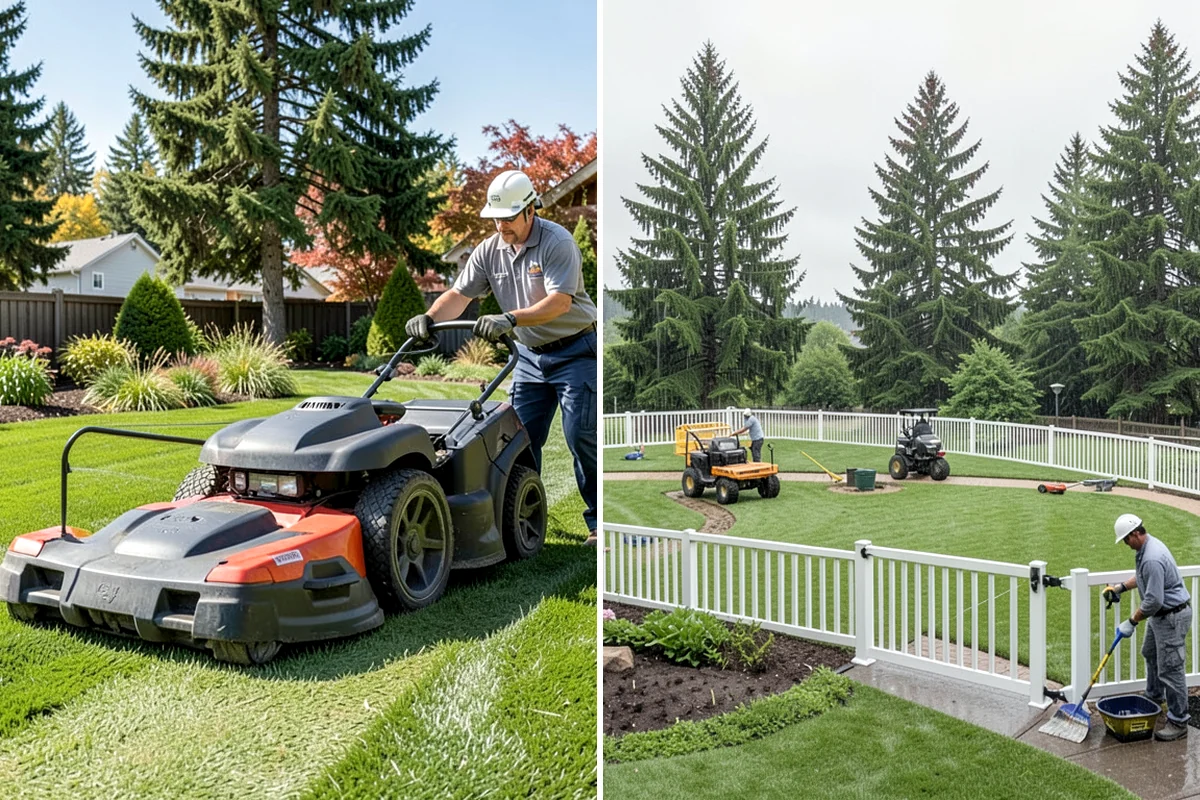 Sod Repair in Concrete, Skagit County, WA - Cut out and remove the damaged turf