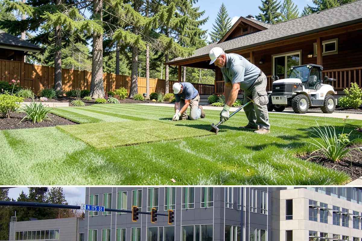 Sod Replacement in Shoreline, King County, WA - Early spring through fall is ideal in the Puget Sound region, giving new sod cool, damp conditions to root before summer's dry...