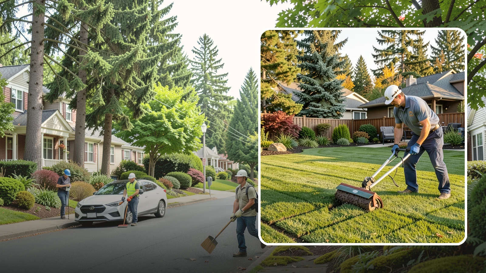 Spike Aeration in Beaux Arts Village, King County, WA - Relieve light soil compaction and improve water movement by punching aeration channels into your turf.