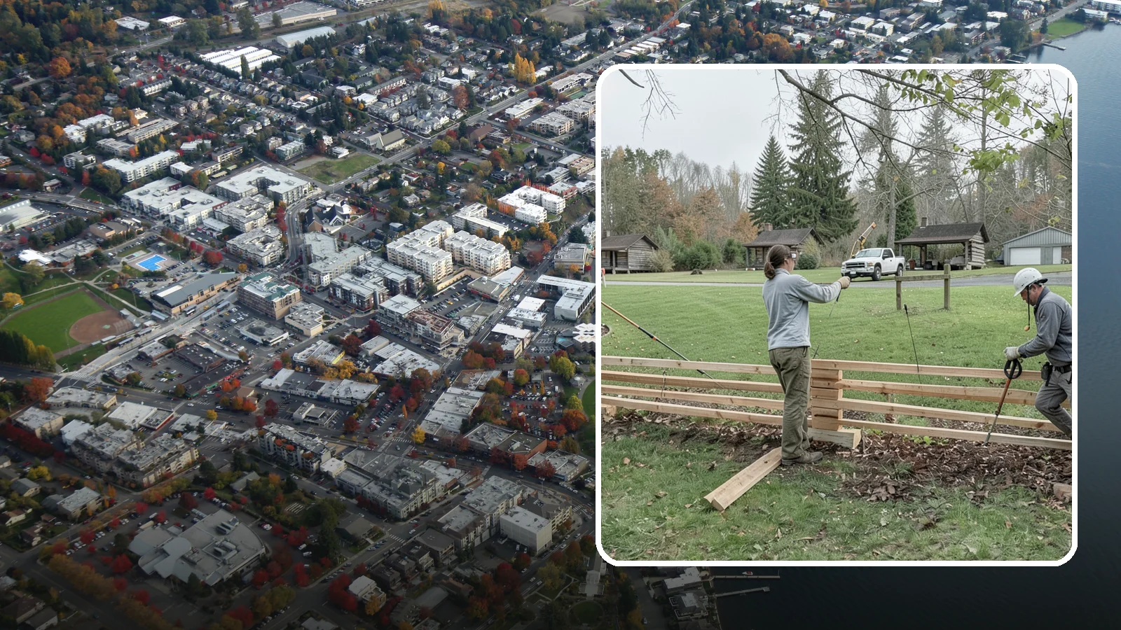 Split Rail Fence Installation in Kirkland, King County, WA - We install rustic cedar split rail fencing that defines property lines and gardens with classic Northwest character.