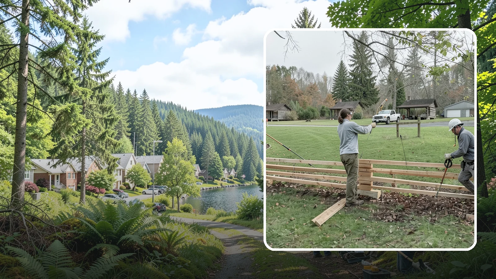 Split Rail Fence Installation in Lake Forest Park, King County, WA - We install rustic cedar split rail fencing that defines property lines and gardens with classic Northwest character.