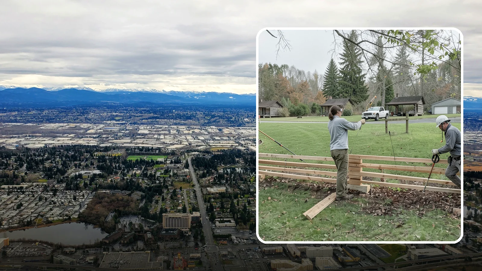 Split Rail Fence Installation in SeaTac, King County, WA - We install rustic cedar split rail fencing that defines property lines and gardens with classic Northwest character.
