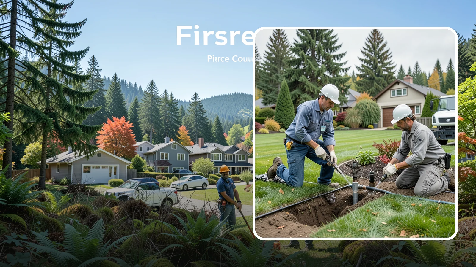 Sprinkler Repair in Fircrest, Pierce County, WA - Fast diagnosis and repair of sprinkler system problems - leaks, low pressure, dry zones, and controller faults.