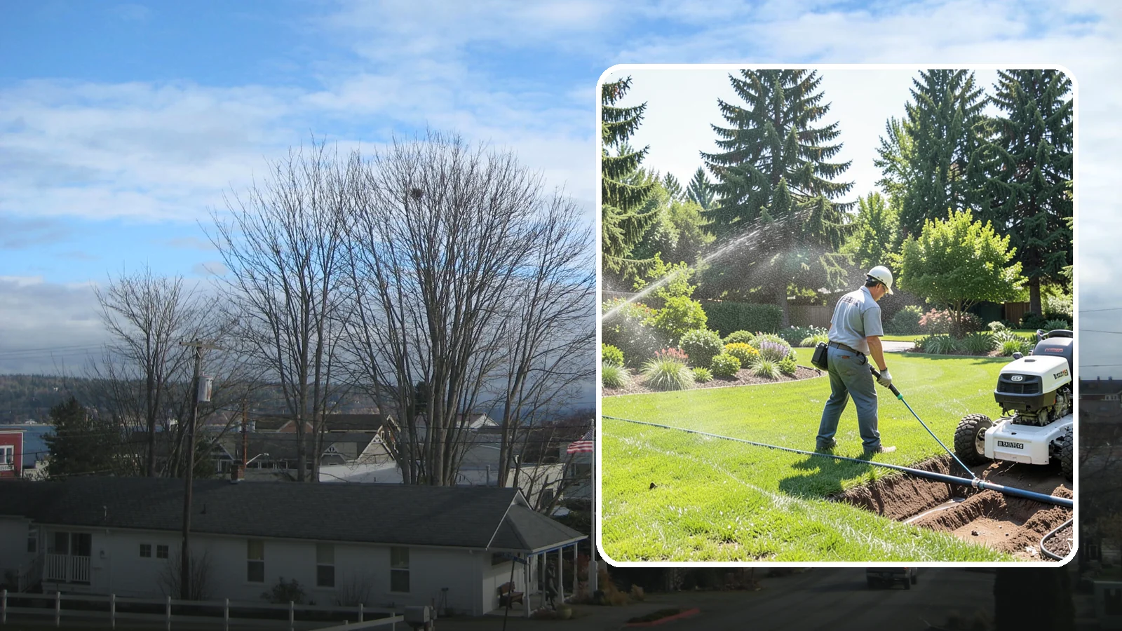 Sprinkler System Installation in Langley, Island County, WA - A professionally designed and installed sprinkler system that waters your whole landscape automatically and efficiently.