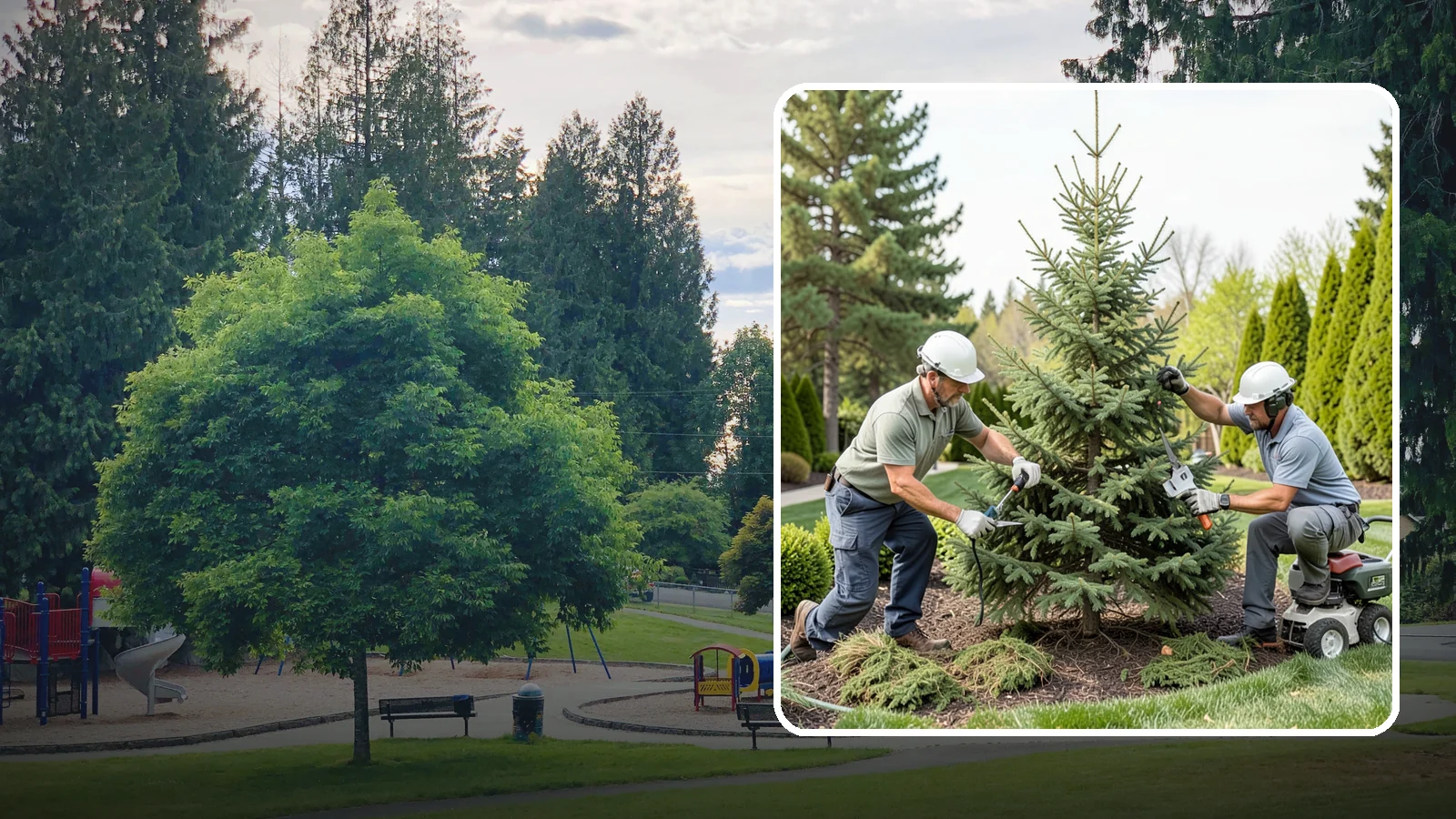 Spruce Pruning in Bonney Lake, Pierce County, WA - Careful spruce pruning that maintains form and health without cutting into bare wood.