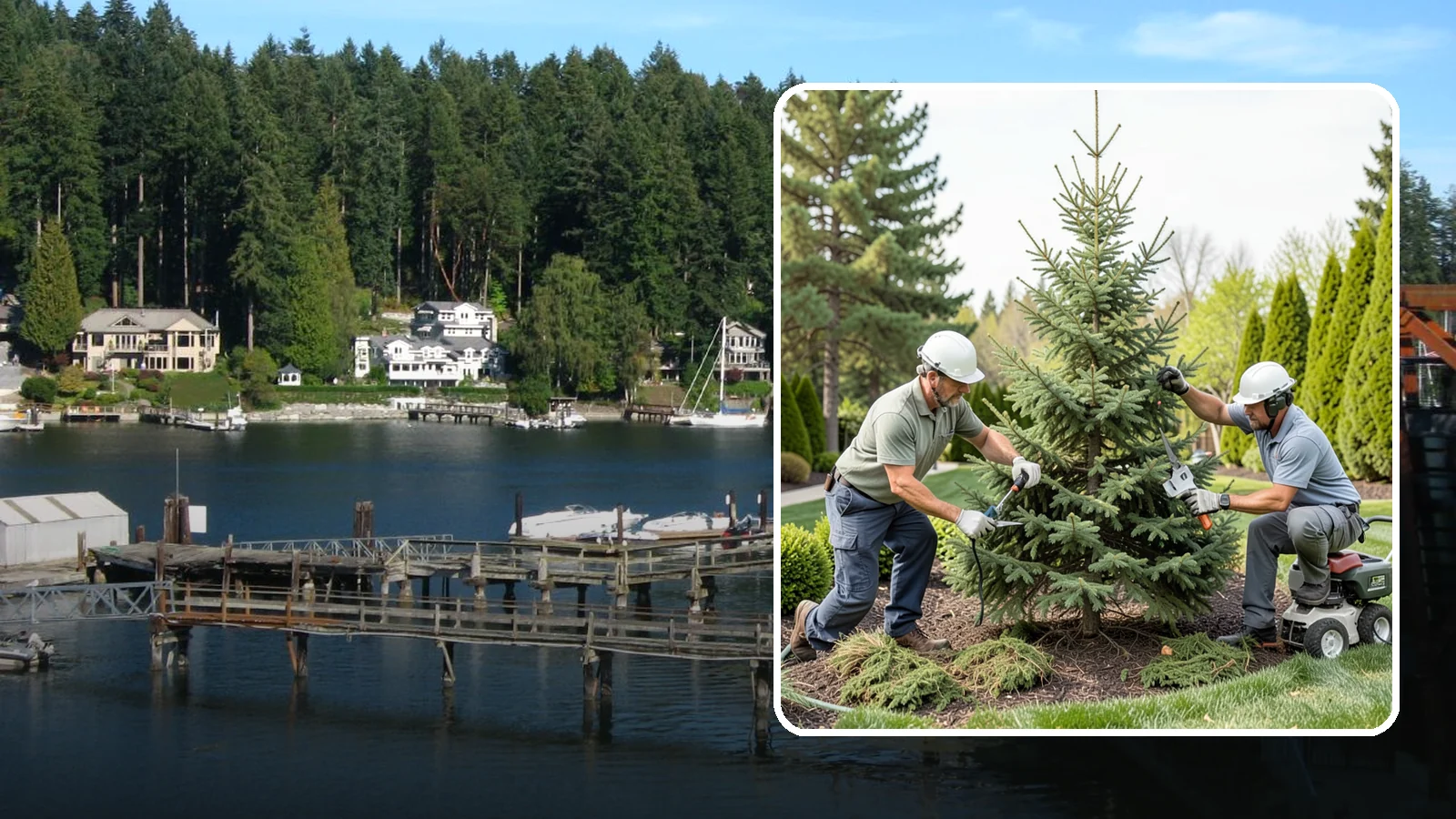 Spruce Pruning in Gig Harbor, Pierce County, WA - Careful spruce pruning that maintains form and health without cutting into bare wood.