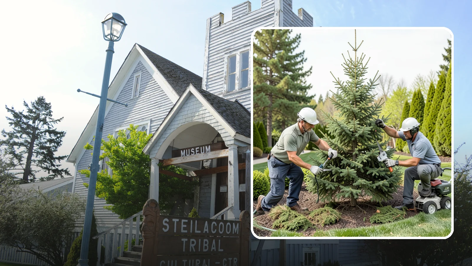 Spruce Pruning in Steilacoom, Pierce County, WA - Careful spruce pruning that maintains form and health without cutting into bare wood.