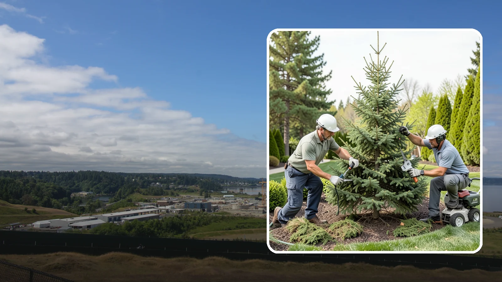 Spruce Pruning in University Place, Pierce County, WA - Careful spruce pruning that maintains form and health without cutting into bare wood.