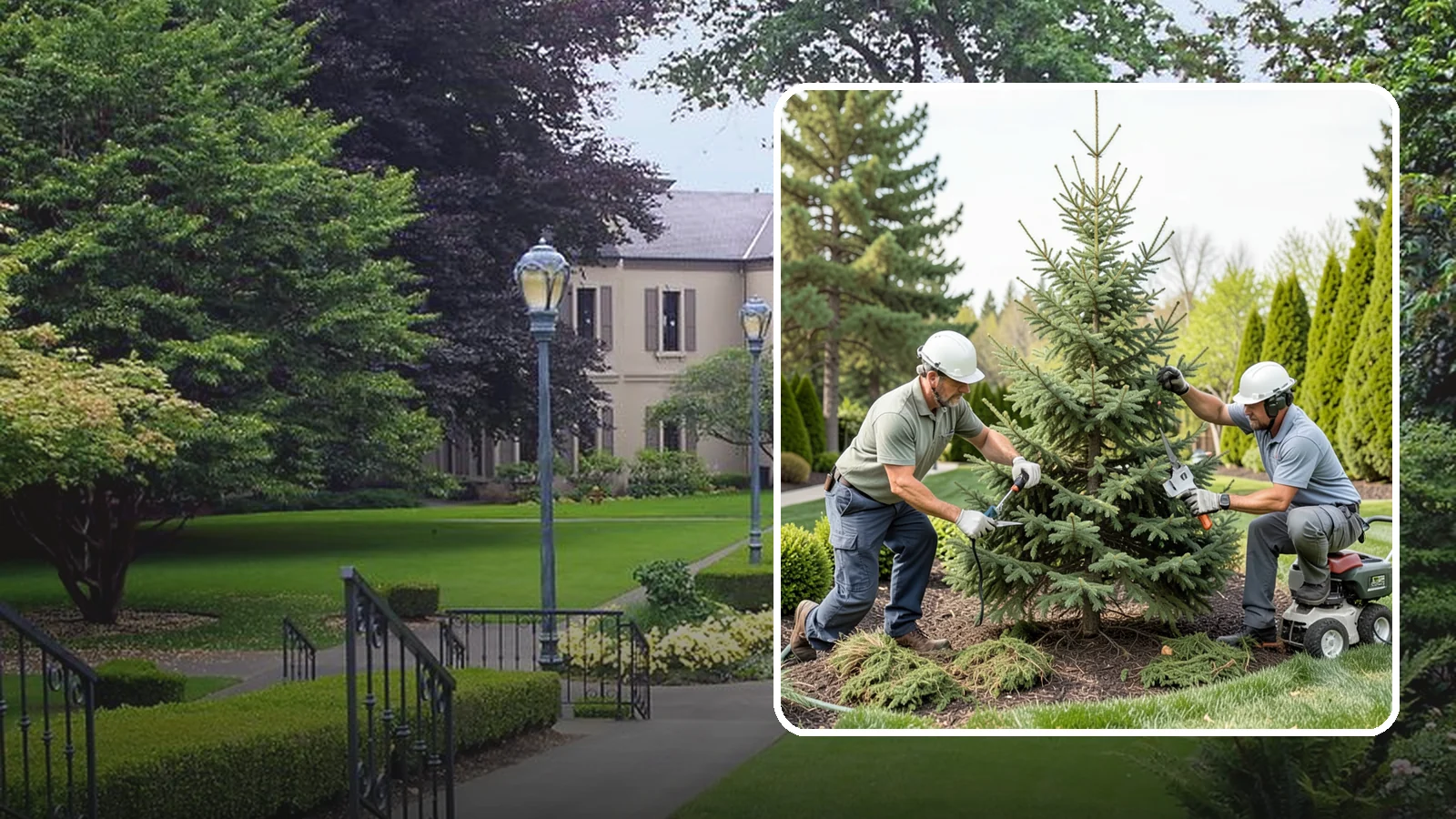 Spruce Pruning in Woodinville, King County, WA - Careful spruce pruning that maintains form and health without cutting into bare wood.