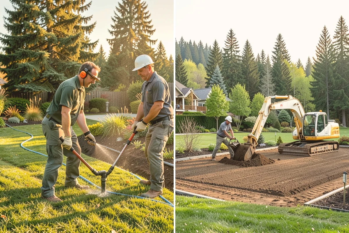 Stacked Stone Retaining Wall in Bellevue, King County, WA - Excavate and level the base trench
