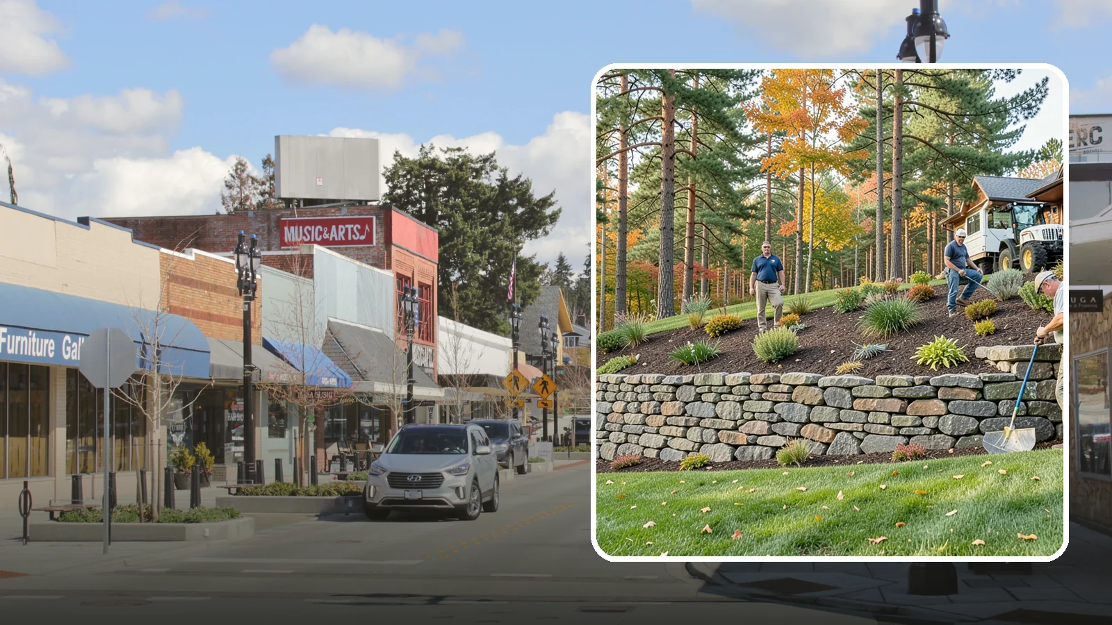 Stacked Stone Retaining Wall in Bothell, King County, WA - A dry-stacked stone wall built without mortar, delivering rustic charm and natural drainage for garden-height PNW slopes.