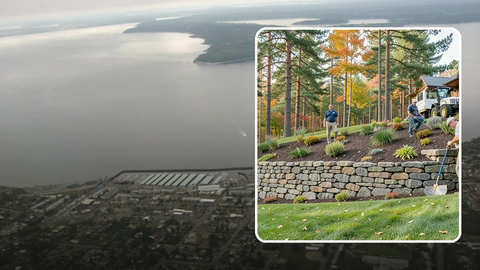 Stacked Stone Retaining Wall in Des Moines, King County, WA - A dry-stacked stone wall built without mortar, delivering rustic charm and natural drainage for garden-height PNW slopes.
