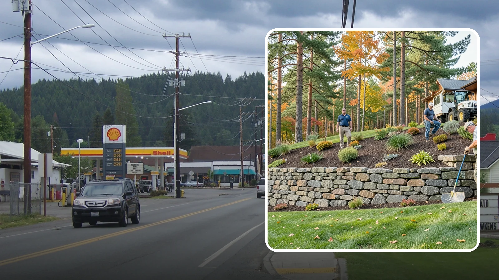 Stacked Stone Retaining Wall in Granite Falls, Snohomish County, WA - A dry-stacked stone wall built without mortar, delivering rustic charm and natural drainage for garden-height PNW slopes.