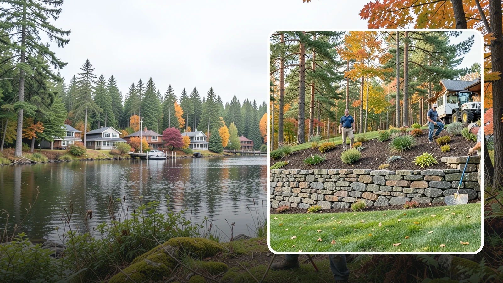 Stacked Stone Retaining Wall in La Conner, Skagit County, WA - A dry-stacked stone wall built without mortar, delivering rustic charm and natural drainage for garden-height PNW slopes.